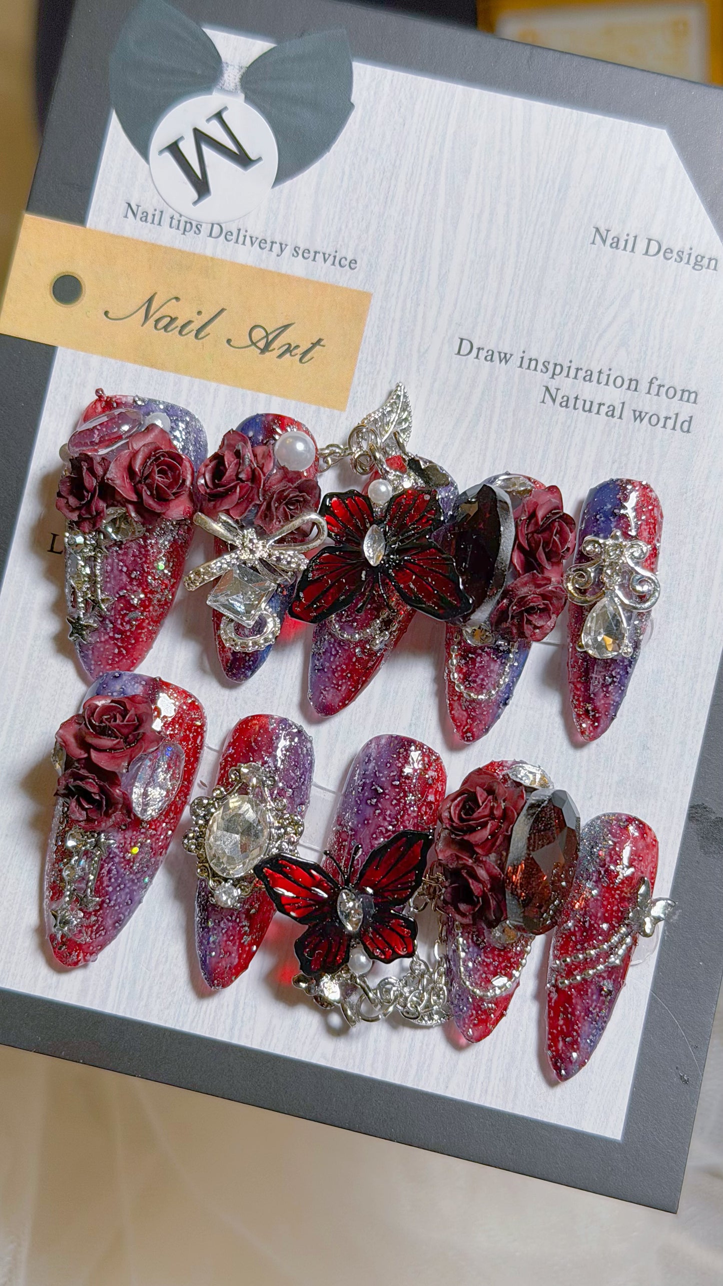 Dark Rose Press On Nails