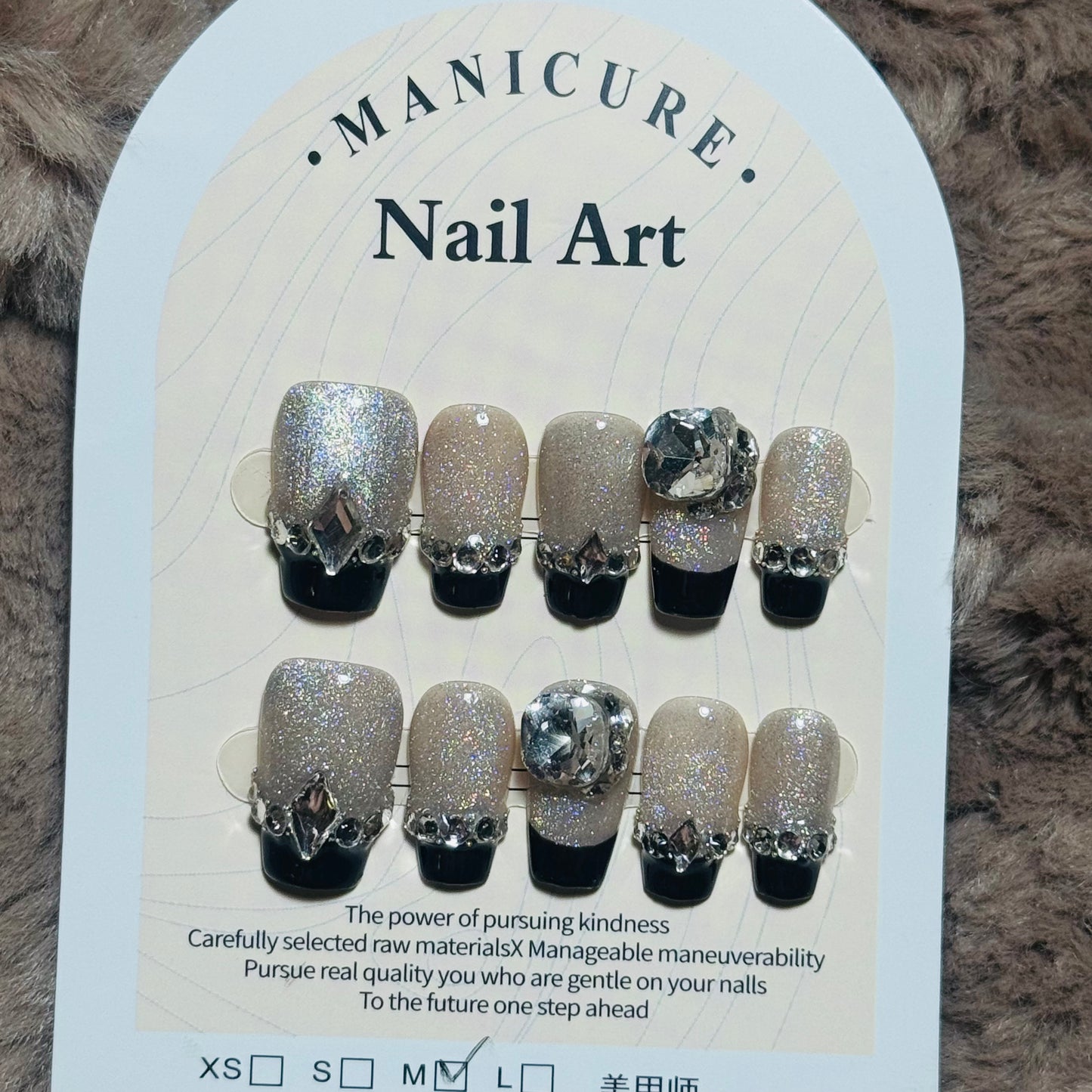 Crystal Diamond French Glitter Press On Nails