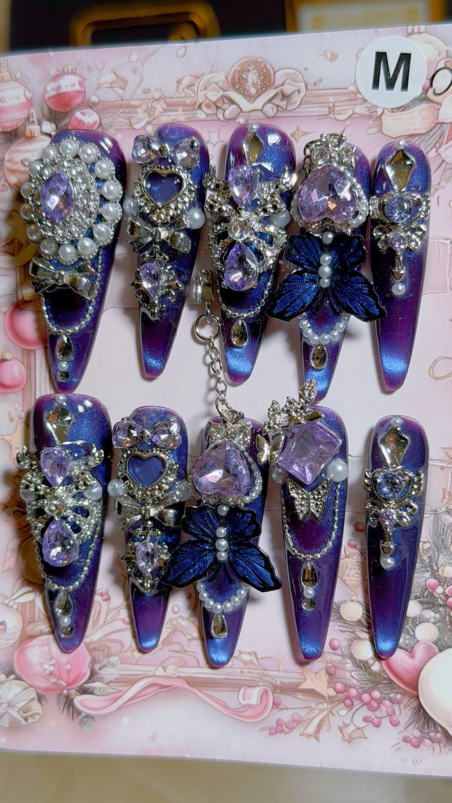 Purple Chrome Press On Nails M