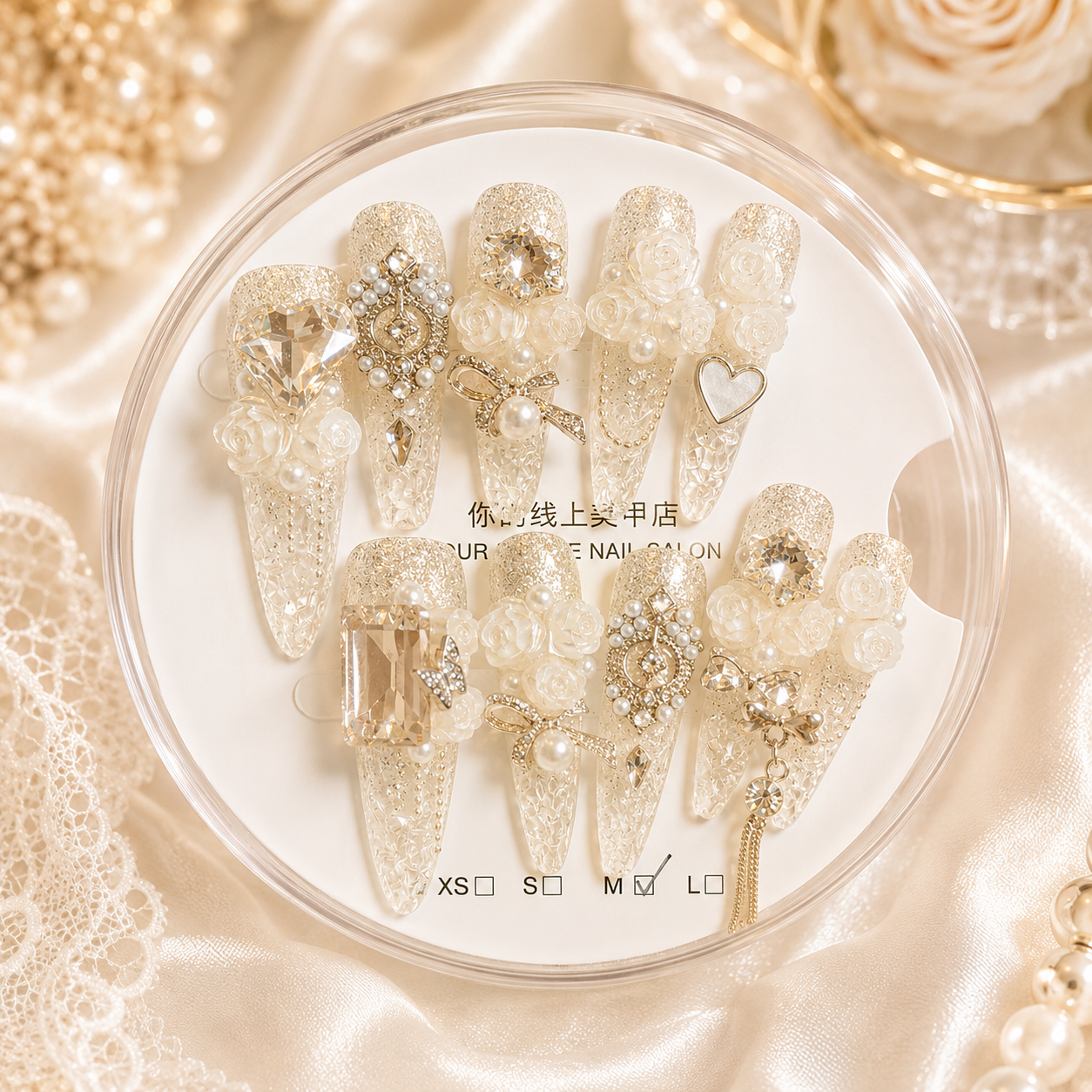 White Rose Heirloom Press-On Nails M