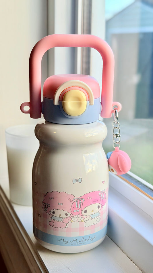 Sanrio Insulated Water Bottle with Charm – My Melody / Cinnamoroll / Kuromi