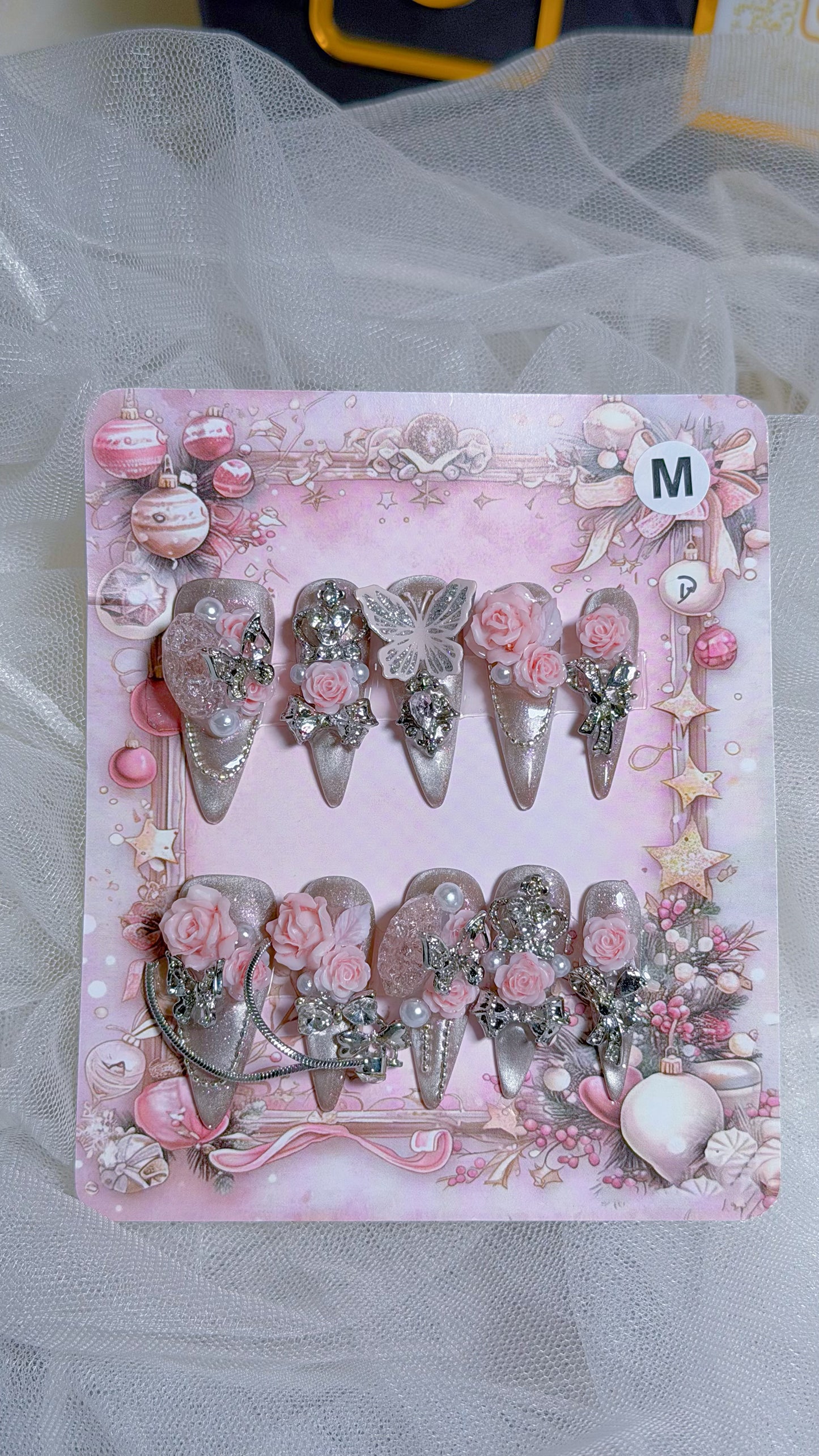 Blush Rose 3D Butterfly Press-On Nails