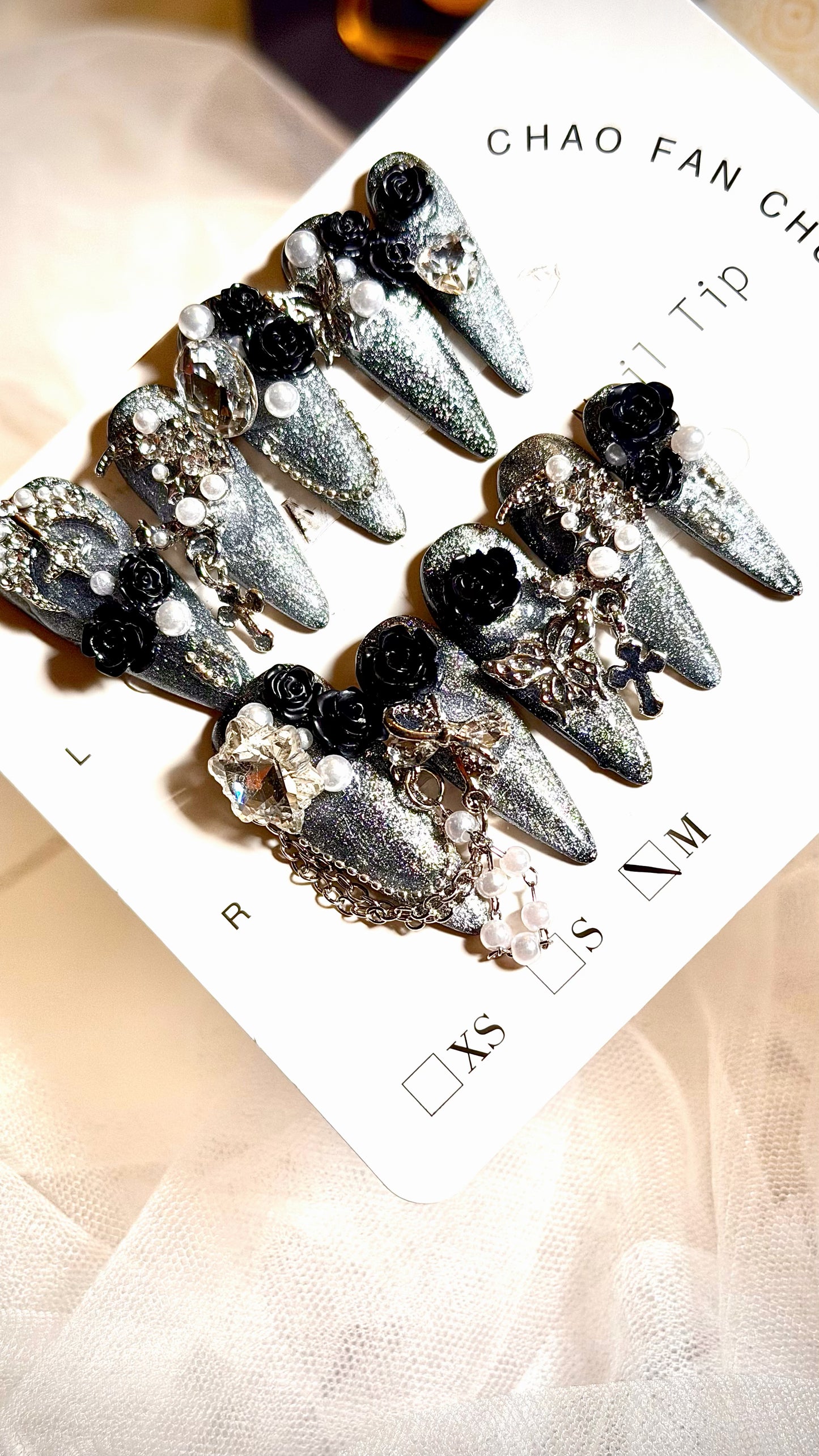 Midnight Rose Press On Nails