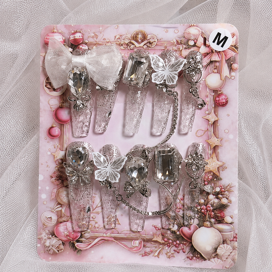Crystal Butterfly Bow Luxe Press-On Nails