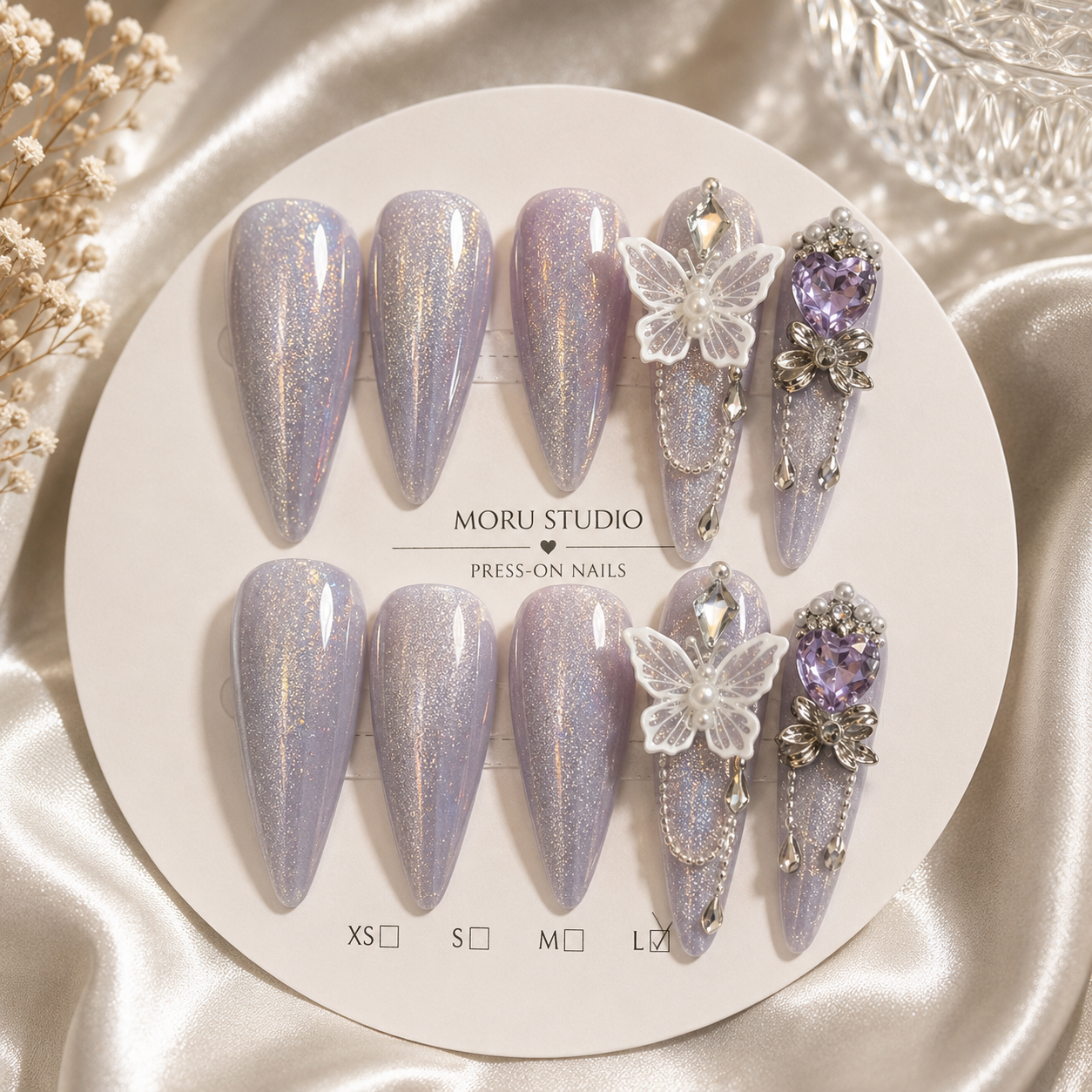 MORU Studio Ice Butterfly Crystal Nails