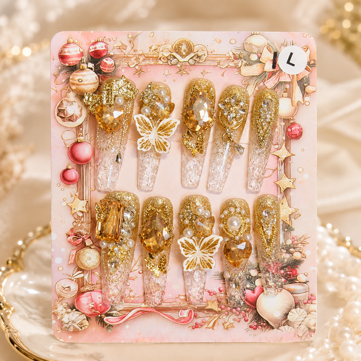 Golden Butterfly Press-On Nails ⭐L