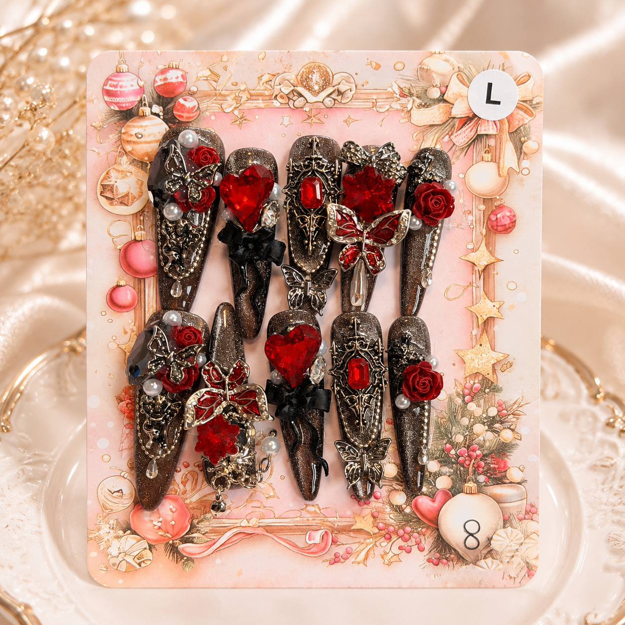 Crimson Rose Press-On Nails M/L