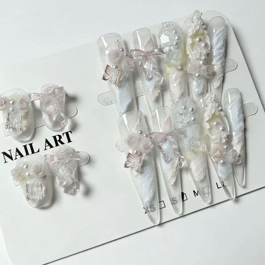 Handmade 3D Coquette Press-On Nails M
