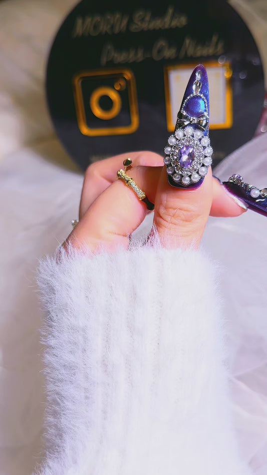 Purple Chrome Press On Nails M